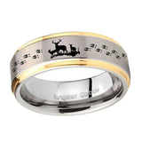 10mm-Deer-Hunting-Step-Edges-Gold-2-Tone-Tungsten-Carbide-Bands-Ring