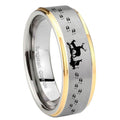 8mm Deer Hunting Step Edges Gold 2 Tone Tungsten Custom Ring