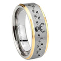 10mm Deer Antler Step Edges Gold 2 Tone Tungsten Carbide Bands Ring