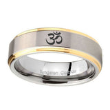 10mm-Om-Aum-Yoga--Step-Edges-Gold-2-Tone-Tungsten-Carbide-Rings-for-Men