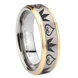 10mm-Hearts-and-Crowns-Step-Edges-Gold-2-Tone-Tungsten-Wedding-Band-Ring