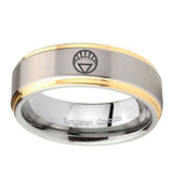 5, 8mm White Lantern Step Edge Gold and Gray Cobalt Ring
