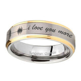 8mm-Sound-Wave-I-love-you-more-Step-Edges-Gold-2-Tone-Tungsten-Men's-Ring