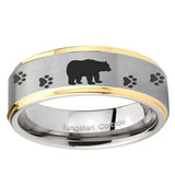 10mm Bear and Paw Step Edge Gold 2 Tone Tungsten Ring