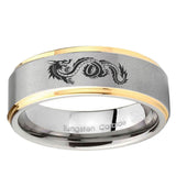 10mm Dragon Step Edge Gold 2 Tone Tungsten Ring