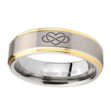 8mm-Infinity-Love-Step-Edges-Gold-2-Tone-Tungsten-Carbide-Men's-Engagement-Band