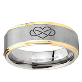 5, 8mm Infinity Love Step Edge Gold 2 Tone Tungsten Ring