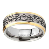10mm-Celtic-Braided-Step-Edges-Gold-2-Tone-Tungsten-Carbide-Bands-Ring