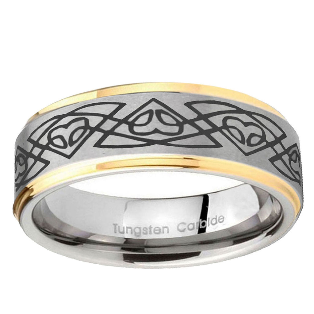 5mm Celtic Braided Step Edges Gold 2 Tone Tungsten Ring