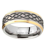 10mm-Celtic-Knot-Step-Edges-Gold-2-Tone-Tungsten-Carbide-Bands-Ring