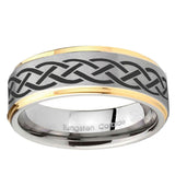 10mm Celtic Knot Step Edge Gold 2 Tone Tungsten Ring