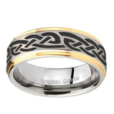 10mm-Celtic-Knot-Infinity-Love-Step-Edges-Gold-2-Tone-Tungsten-Carbide-Bands-Ring