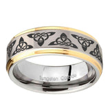 10mm-Celtic-Knot-Step-Edges-Gold-2-Tone-Tungsten-Carbide-Bands-Ring