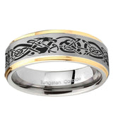10mm Celtic Knot Dragon Step Edge Gold 2 Tone Tungsten Carbide Mens Ring