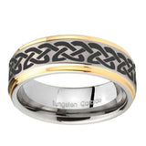 10mm-Celtic-Knot-Love-Step-Edges-Gold-2-Tone-Tungsten-Carbide-Bands-Ring