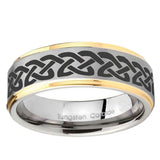 10mm Celtic Knot Love Step Edge Gold 2 Tone Tungsten Ring
