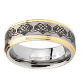 10mm-Celtic-Knot-Heart-Step-Edges-Gold-2-Tone-Tungsten-Carbide-Bands-Ring