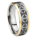 10mm Medieval Cross Step Edges Gold 2 Tone Tungsten Carbide Bands Ring