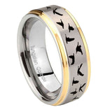 10mm-Flying-Geese-Hunting-Step-Edges-Gold-2-Tone-Tungsten-Carbide-Bands-Ring