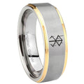 8mm Stigma Sangrando Berserk Inspired Step Edge Gold Gray Tungsten Men Ring