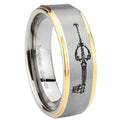 8mm kingdom heart keyblades Step Edge Gold Gray Tungsten Men Ring