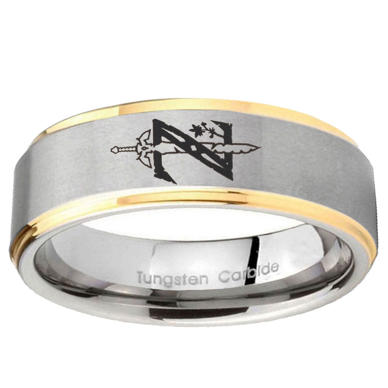 5mm Zelda Breath Of The Wild Step Edge Gold Gray Tungsten Men Ring