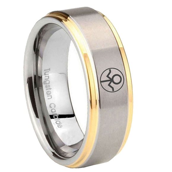 8mm Gray Lantern Step Edge Gold and Gray Best Man Gift