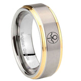 8mm Gray Lantern Step Edge Gold and Gray Best Man Gift