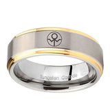 5, 8mm Gray Lantern Step Edge Gold and Gray Best Man Gift