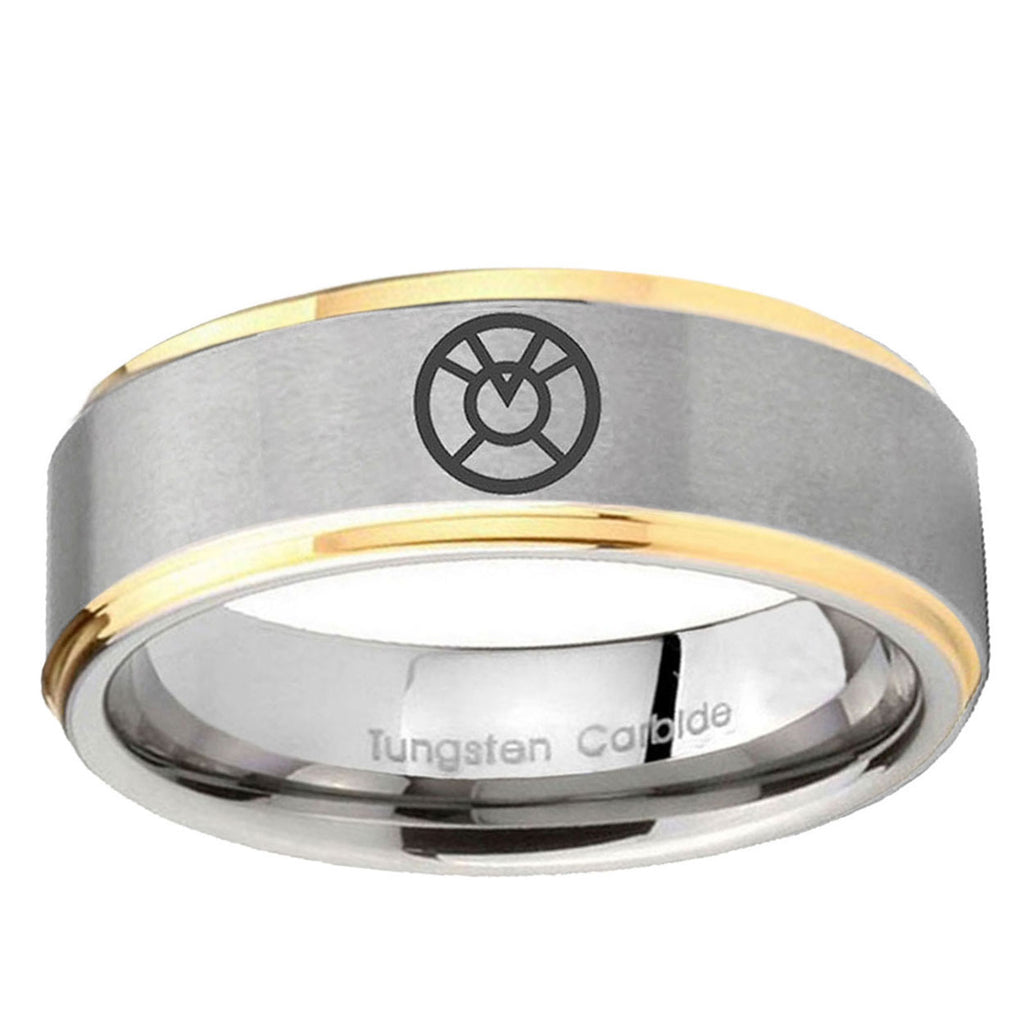 5mm Orange lantern Step Edge Gold Gray Tungsten Men Ring