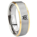 8mm Transformers Insignias Step Edge Gold Gray Tungsten Men Ring