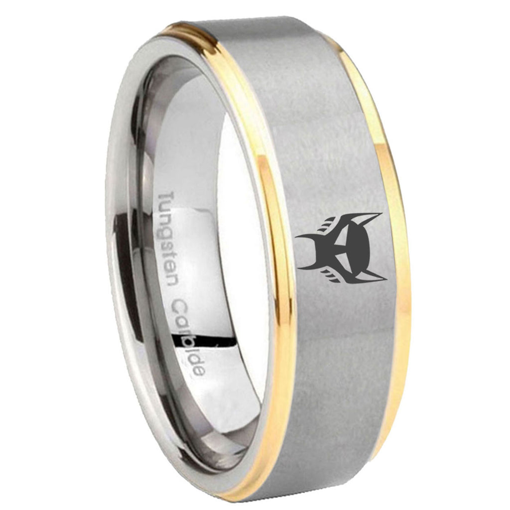 8mm Transformers Maximal Step Edge Gold Gray Tungsten Men Ring