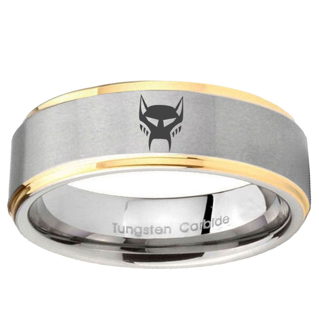 5mm Transformers Maximal Step Edge Gold Gray Tungsten Men Ring