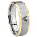 8mm Transformers Shatterback Step Edge Gold Gray Tungsten Men Ring