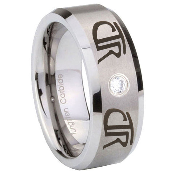 8mm-CTR-Beveled-Edges-Brushed-Tungsten-Carbide-CZ-Wedding-Engraving-Ring