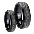 Irish Claddagh Beveled Edges Black Tungsten His and Hers