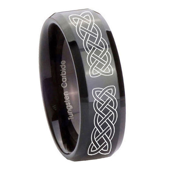 10mm-Celtic-Knot-Beveled-Edges-Black-Tungsten-Carbide-Mens-Wedding-Band