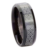 10mm-Celtic-Knot-Beveled-Edges-Black-Tungsten-Carbide-Mens-Wedding-Band
