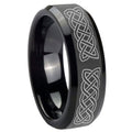 10mm Celtic Knot Beveled Edges Black Tungsten Carbide Mens Wedding Band
