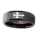 8mm-Christian-Cross-Beveled-Edges-Black-Tungsten-Carbide-Wedding-Band-Mens