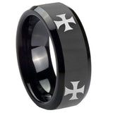 8mm-4-Maltese-Cross-Beveled-Edges-Black-Tungsten-Carbide-Mens-Engagement-Band