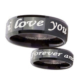 8mm-I-Love-You-Forever-and-ever-Beveled-Edges-Black-Tungsten-Personalized-Ring