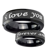 5mm I Love You Forever and ever Beveled Edge Black Tungsten Ring