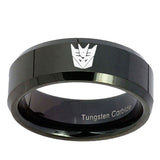 10mm-Decepticon-Transformers-Beveled-Edges-Black-Tungsten-Mens-Ring-Engraved