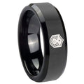 10mm Chief Master Sergeant Vector Beveled Edges Black Tungsten Mens Bands Ring