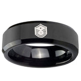 5mm Chief Master Sergeant Vector Beveled Black Tungsten Wedding Bands Ring