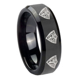 10mm-Multiple-CTR-Beveled-Edges-Black-Tungsten-Carbide-Wedding-Band-Ring