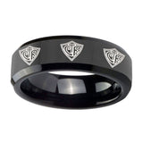 10mm-Multiple-CTR-Beveled-Edges-Black-Tungsten-Carbide-Wedding-Band-Ring