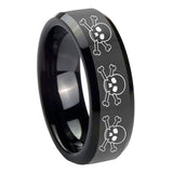 10mm-Multiple-Skull-Beveled-Edges-Black-Tungsten-Carbide-Wedding-Band-Ring