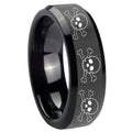 8mm Multiple Skull Beveled Edges Black Tungsten Men's Ring